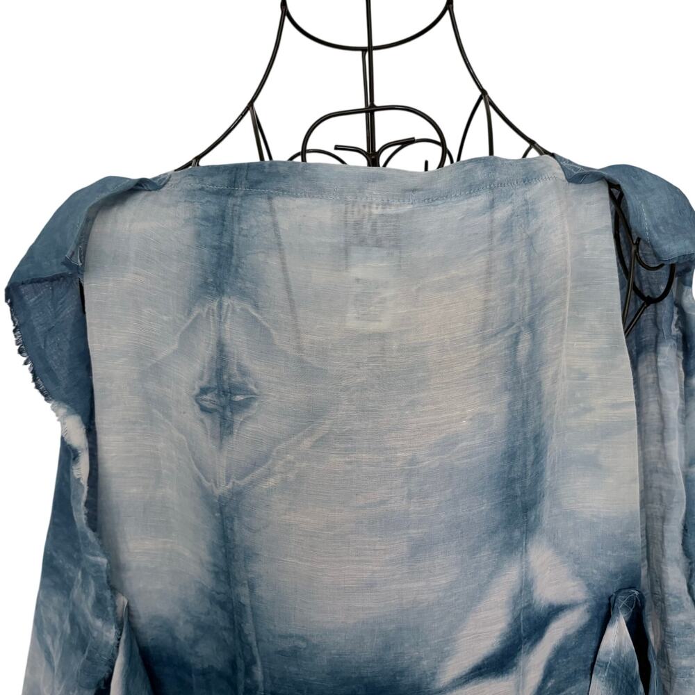 Prairie Underground Silk Hemp Hand Tie Dyed Shibori Dress Split Kimono Sleeve - Picture 9 of 12